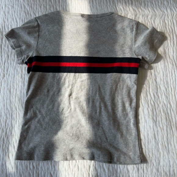 Brandy Melville Gray Tee with Red and Blue Stripes - Picture 5 of 5